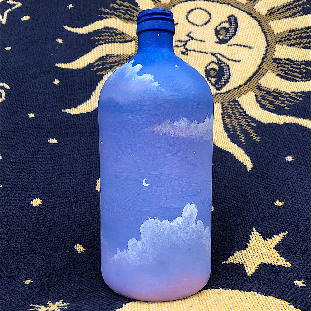Starlight Startbright Twilight Hand-Painted Candle Holder Bottle